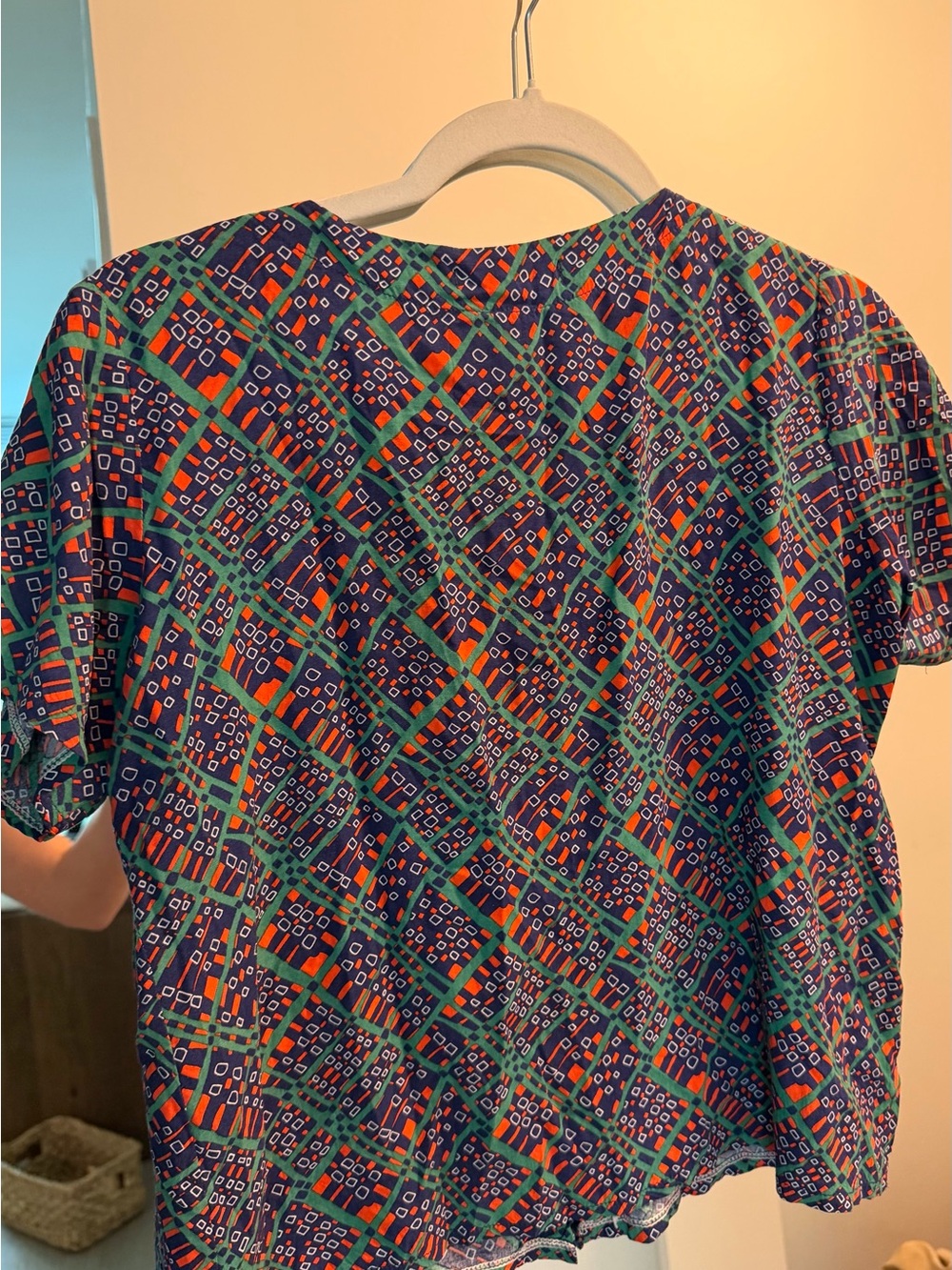 Women's Vintage Button-Front Short Sleeve Top in Multi - Picture 5 of 5